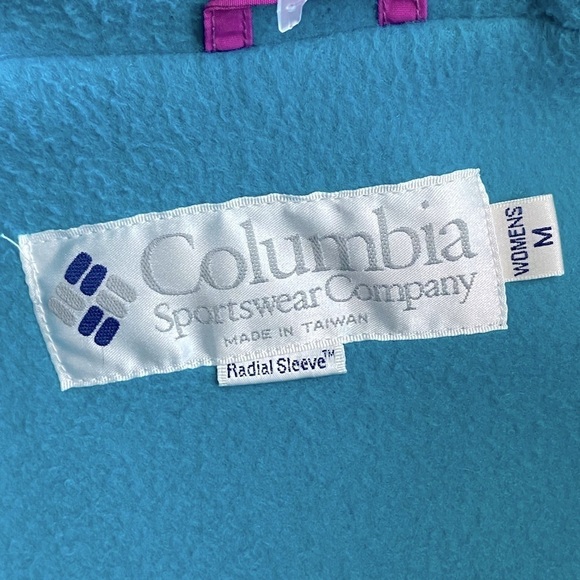 Vintage Columbia Black Teal Pink Fleece Lined Wind Breaker M - Picture 3 of 13
